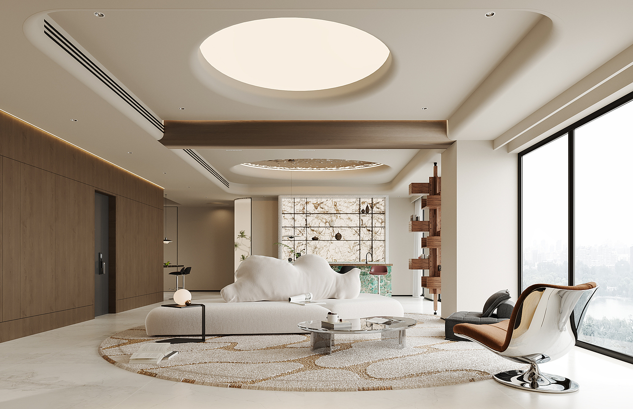 现代极简大平层-艺米效果图