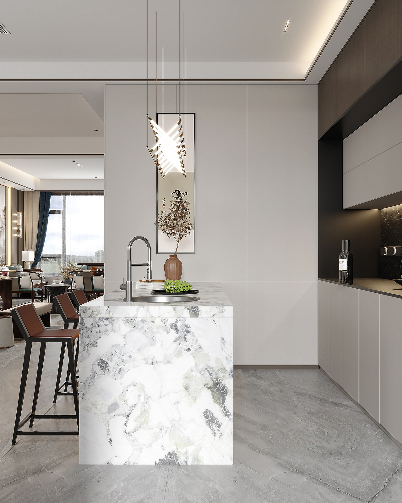 新中式客厅餐厅（图ZMzE3ODQ4OTQw） - 家装设计 - 站酷设计师韩熙媛原创素材 - 站酷ZCOOL