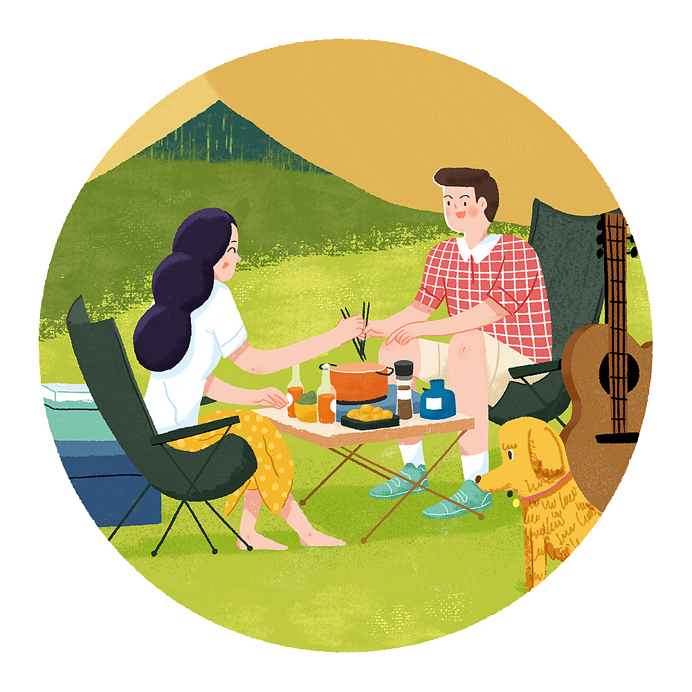 原创音乐露营风格插画（图ZMzE1NzE3MTE2） - 商业插画 - 站酷设计师嘉壕gaahou原创素材 - 站酷ZCOOL