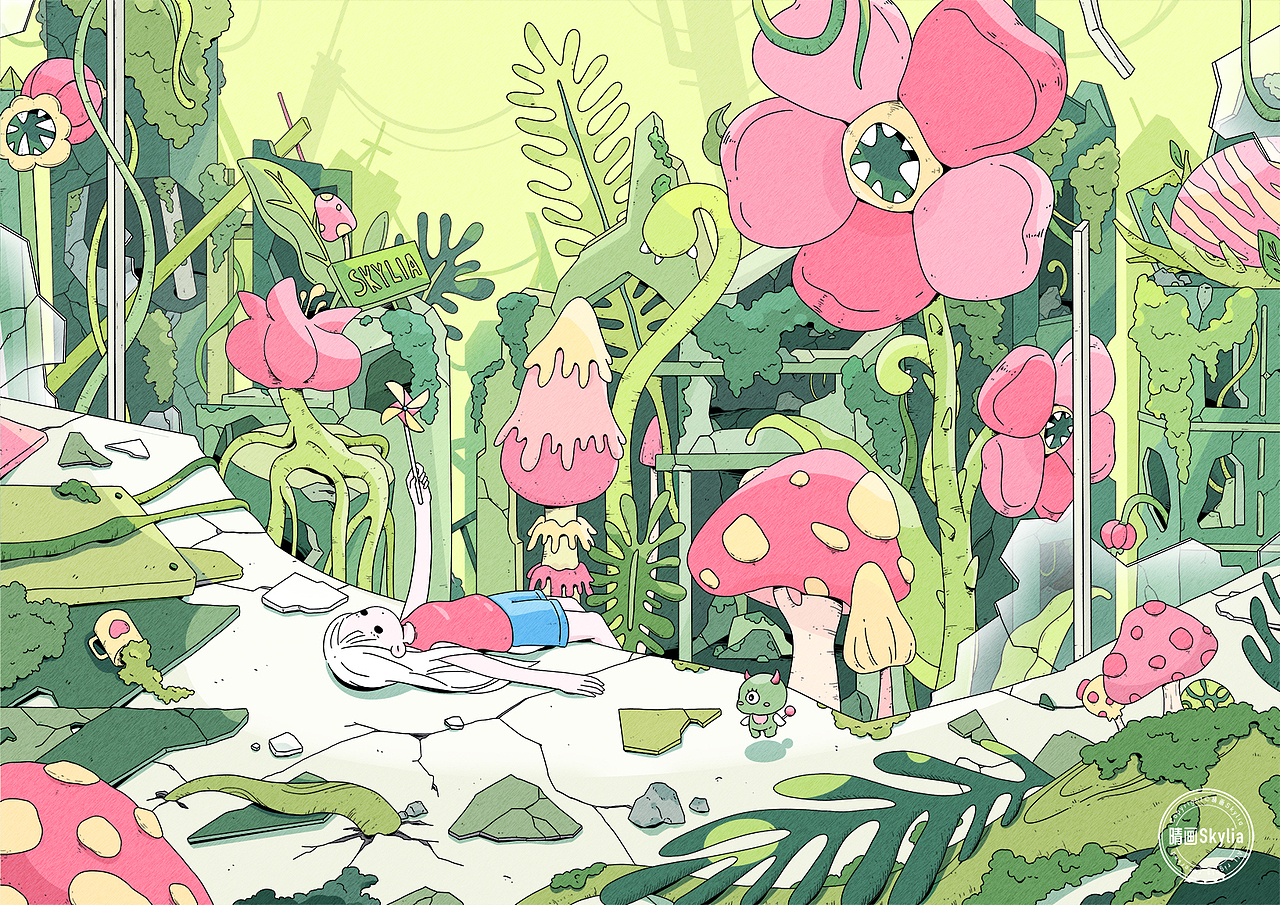 怪诞之旅｜植物乐园、宇宙车站（图ZMzQ3MjY2ODUy） - 商业插画 - 站酷设计师晴画Skylia原创素材 - 站酷ZCOOL