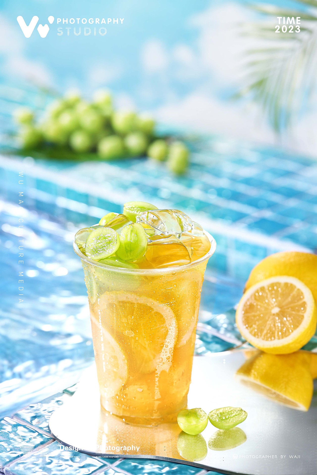 饮品拍摄 | 创意泳池青提柠檬 x 五猫视觉