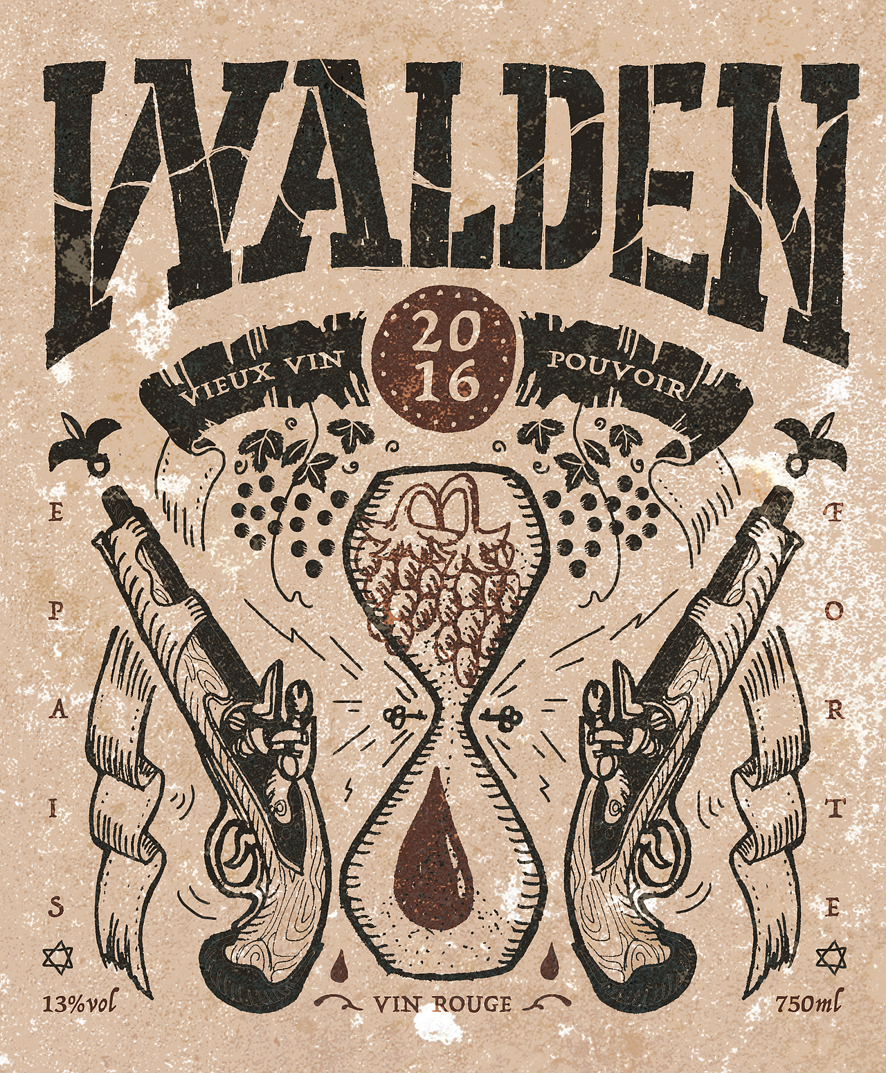 瓦尔登-酒标插画设计