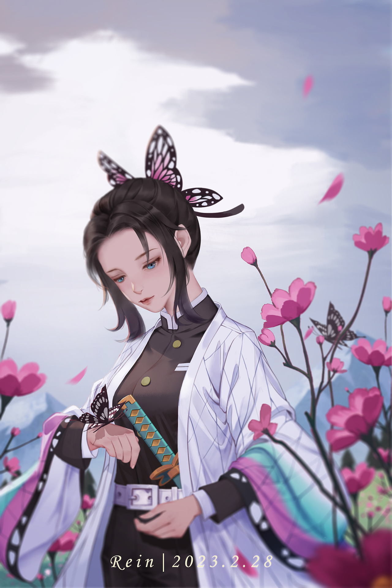 Day 01|插画练习-蝴蝶忍同人插画（图ZMzMyNDU2OTQw） - 创作习作 - 站酷设计师Rein芮芮原创素材 - 站酷ZCOOL