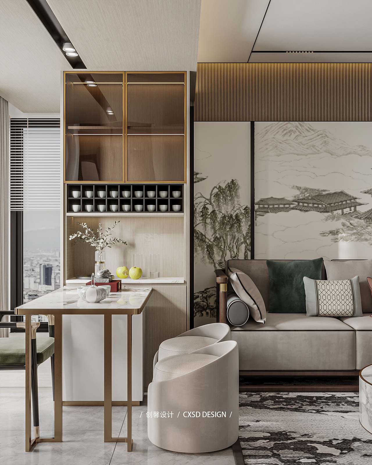 小平层新中式设计方案（图ZMzA2ODY2NjUy） - 家装设计 - 站酷设计师月篱城原创素材 - 站酷ZCOOL