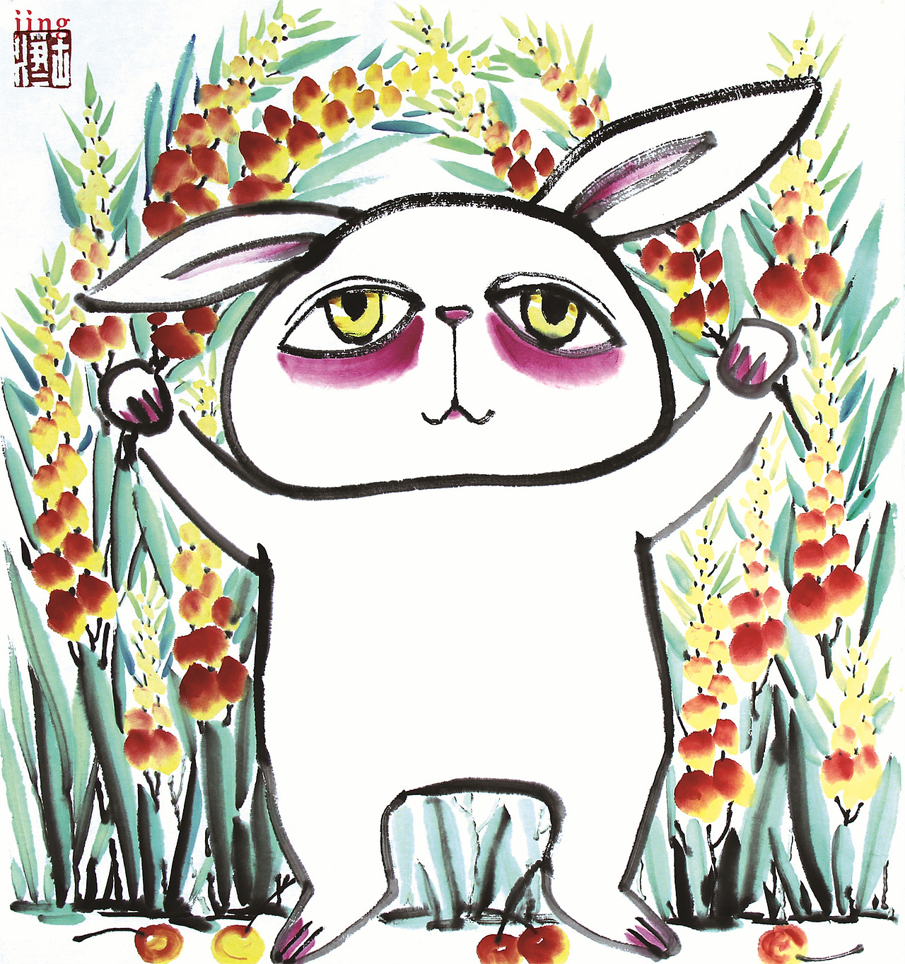 兔年插画合集 30幅兔年萌趣纸本水墨画