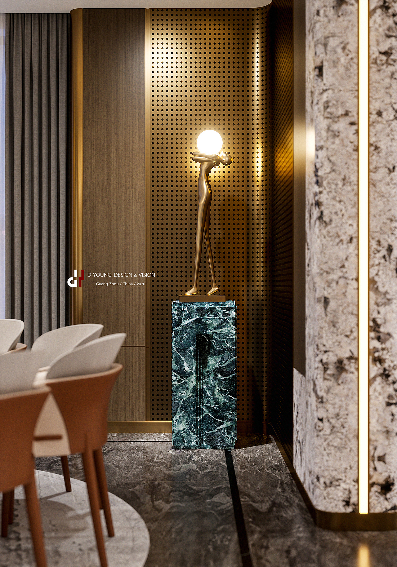 东杨视觉、别墅客餐厅夜景表现