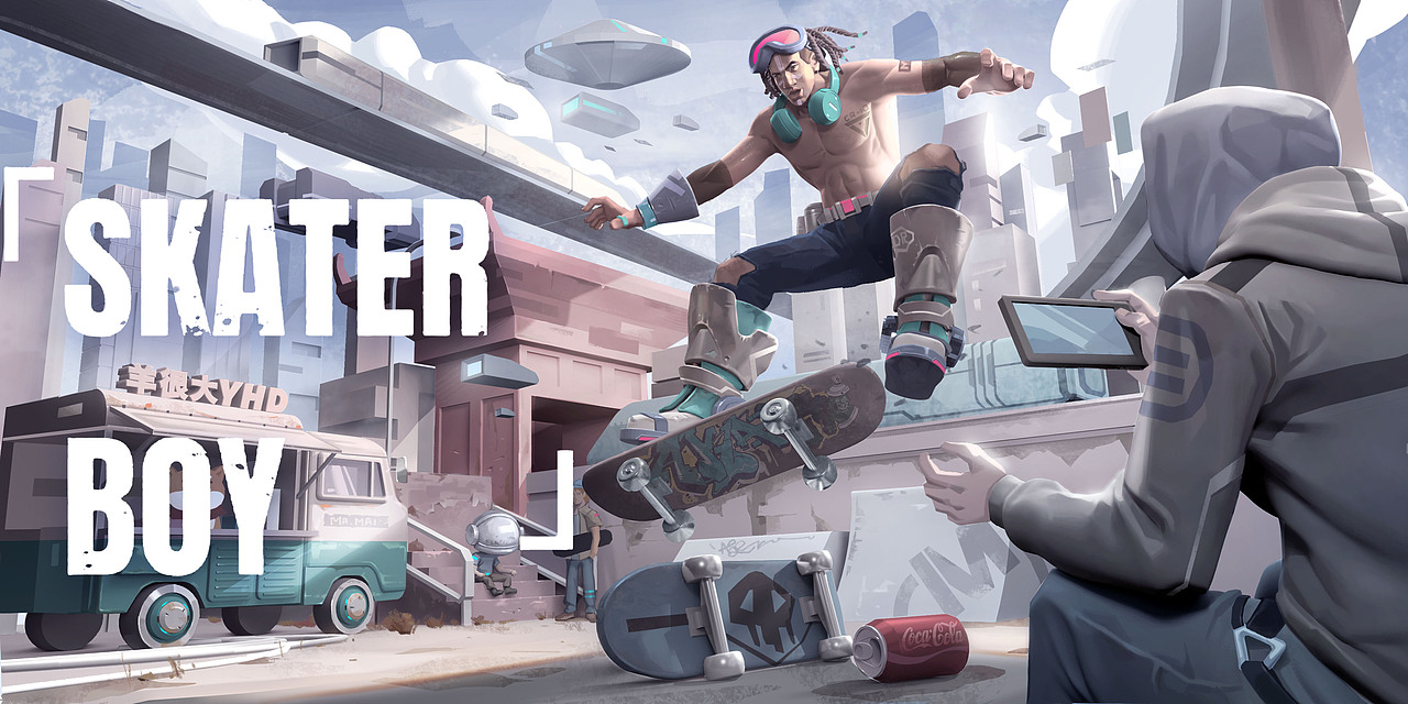 滑板Skater boy（图ZMzE3MDY4OTc2） - 艺术插画 - 站酷设计师白先森原创素材 - 站酷ZCOOL
