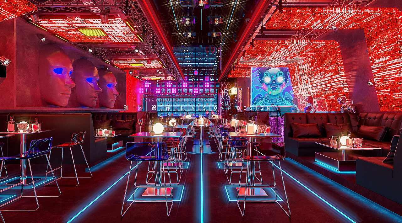 休闲娱乐|230㎡赛博朋克工业风 ·嘻哈酒吧