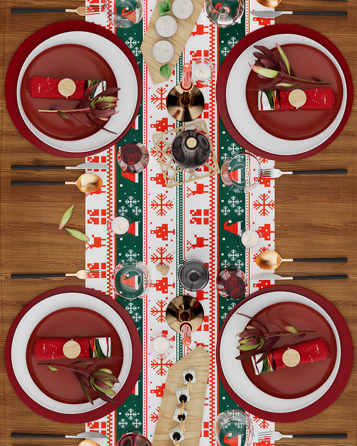 圣诞节餐桌桌旗渲染（图ZMzI2NDA0MTQ0） - 产品 - 站酷设计师喜庆C4DAi原创素材 - 站酷ZCOOL