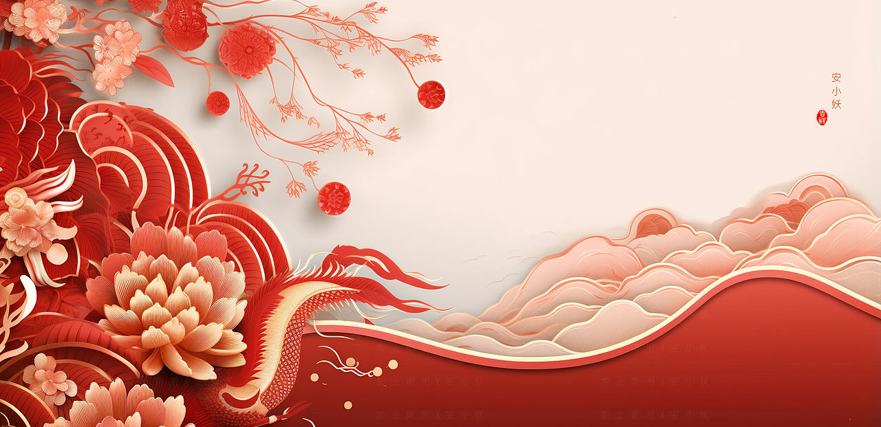 节日插画｜中国红背景（图ZMzQ5MzcyNTE2） - 新锐潮流插画 - 站酷设计师ANXIAOYAO9981原创素材 - 站酷ZCOOL