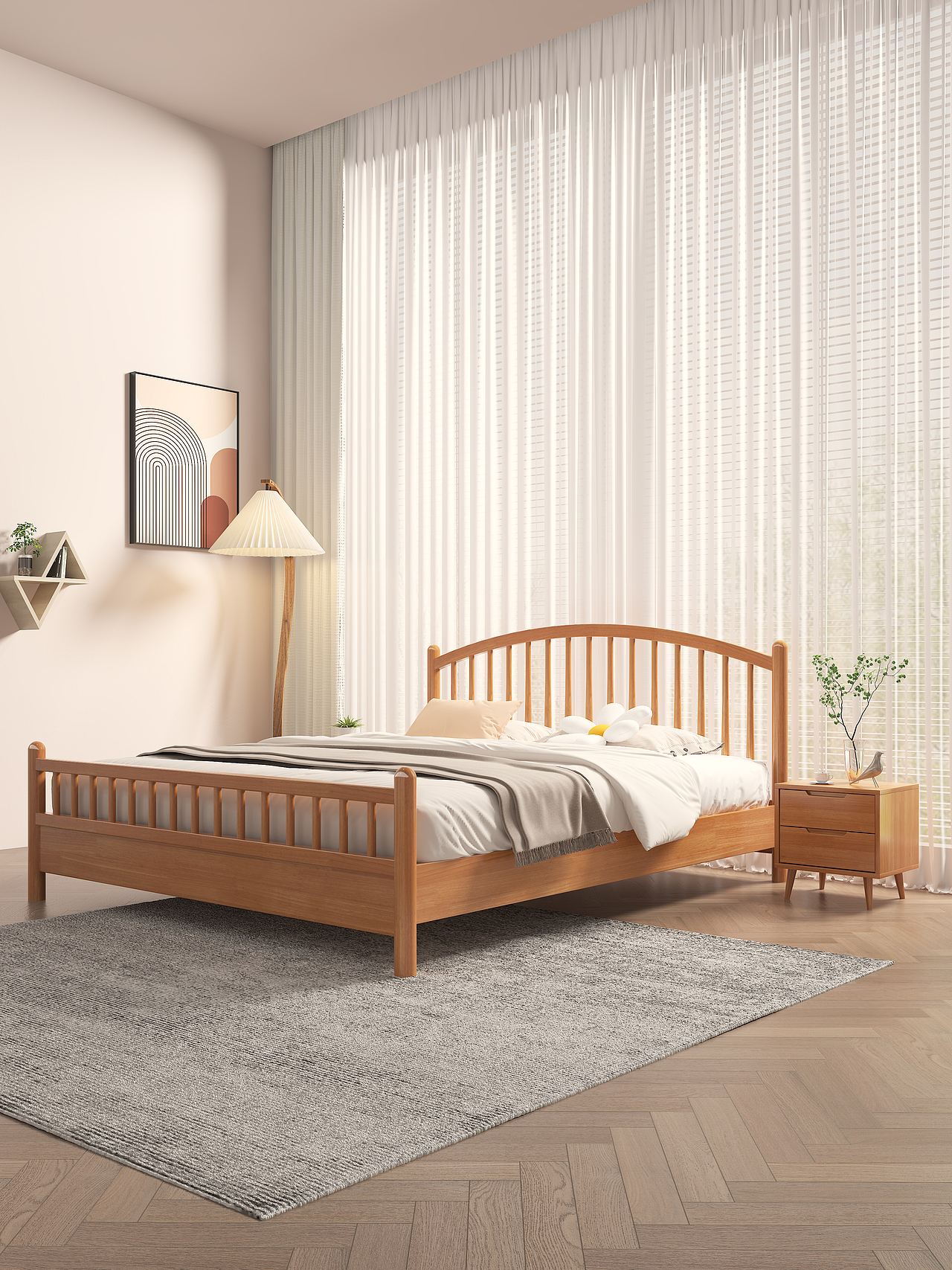 北欧温莎实木床