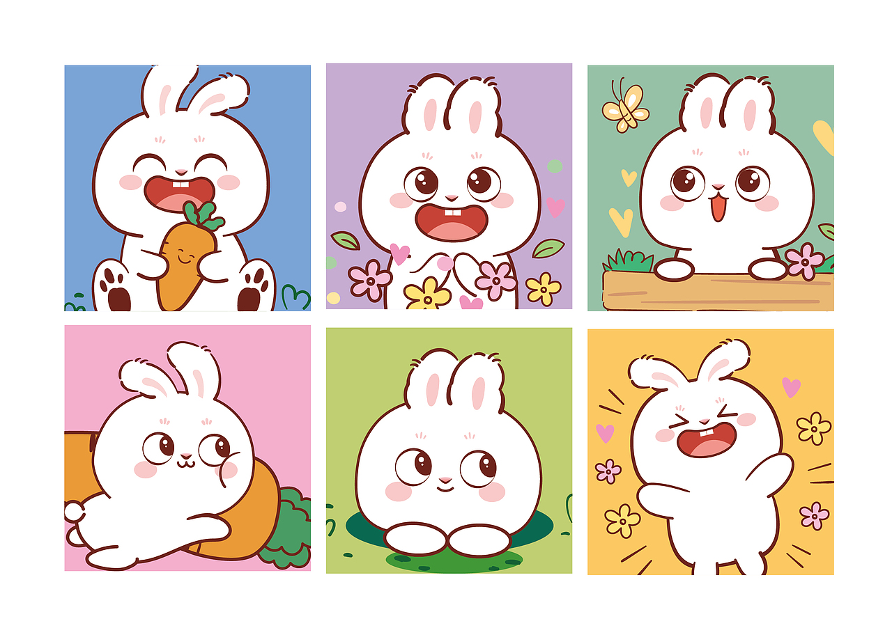 兔子萌 小萌大萌 兔年卡通形象ip插画原创可爱生肖兔