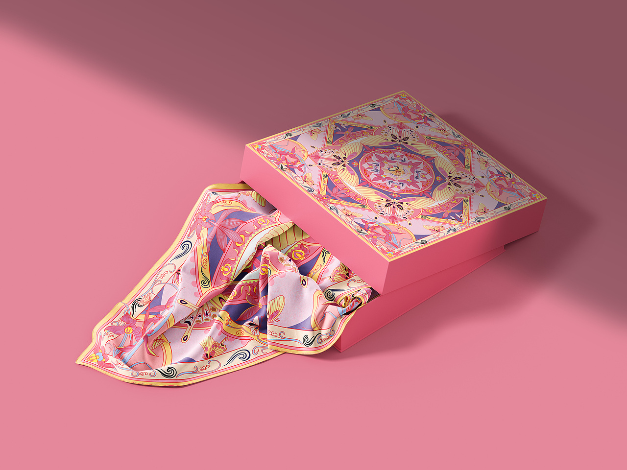 《兰》方巾图案设计