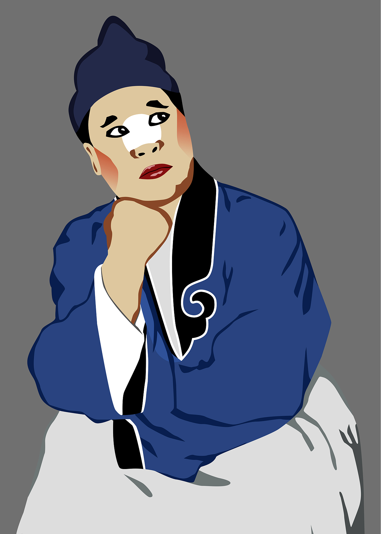 秦腔戏曲插画——张连卖布