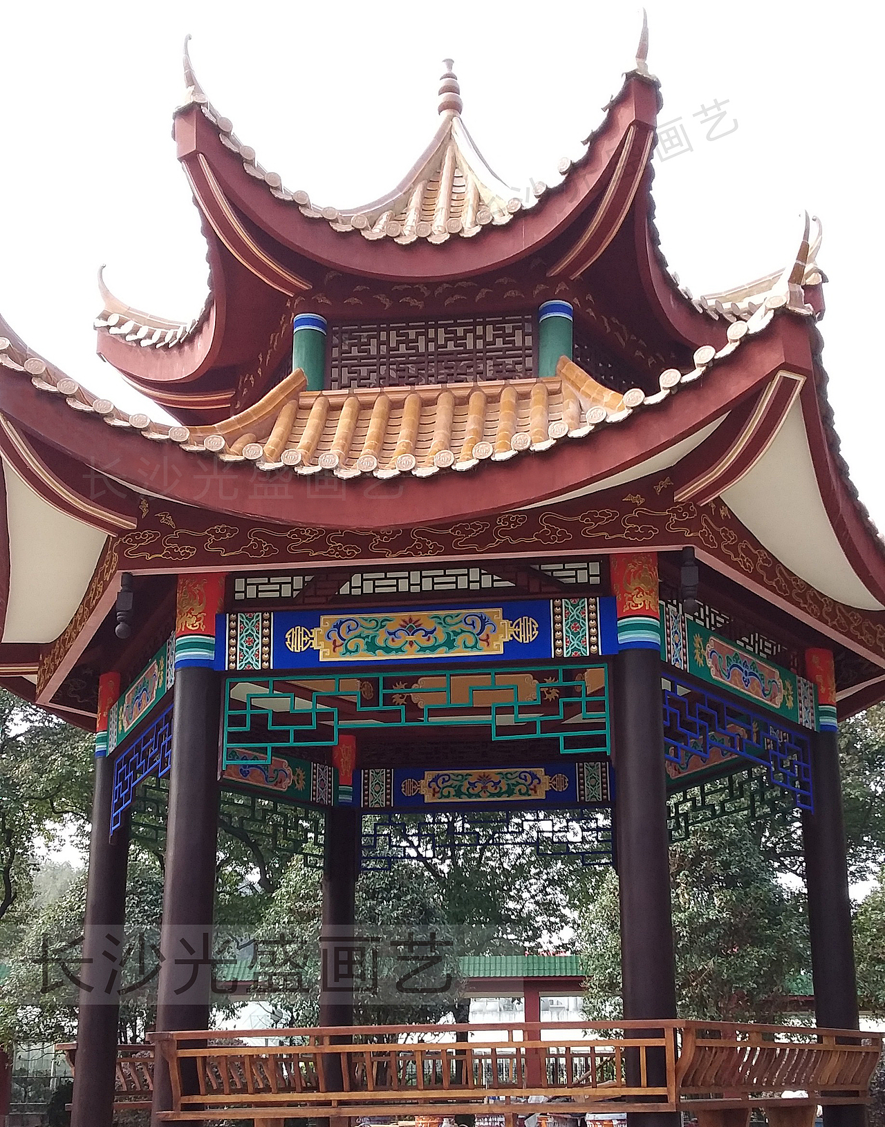 长沙墙绘 亭子彩绘 长沙古建筑彩绘翻新 光盛画艺（图ZMzQ2OTgwNzQ0） - 绘画 - 站酷设计师彩绘贴金原创素材 - 站酷ZCOOL