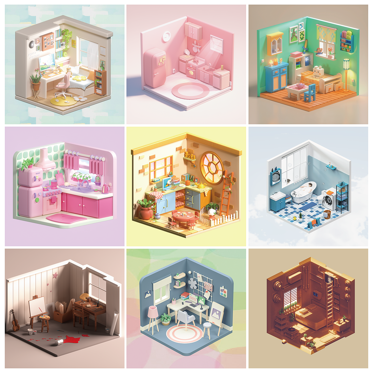 C4D小房间系列（图ZMzE0MTU4Njk2） - 场景 - 站酷设计师FreshL原创素材 - 站酷ZCOOL