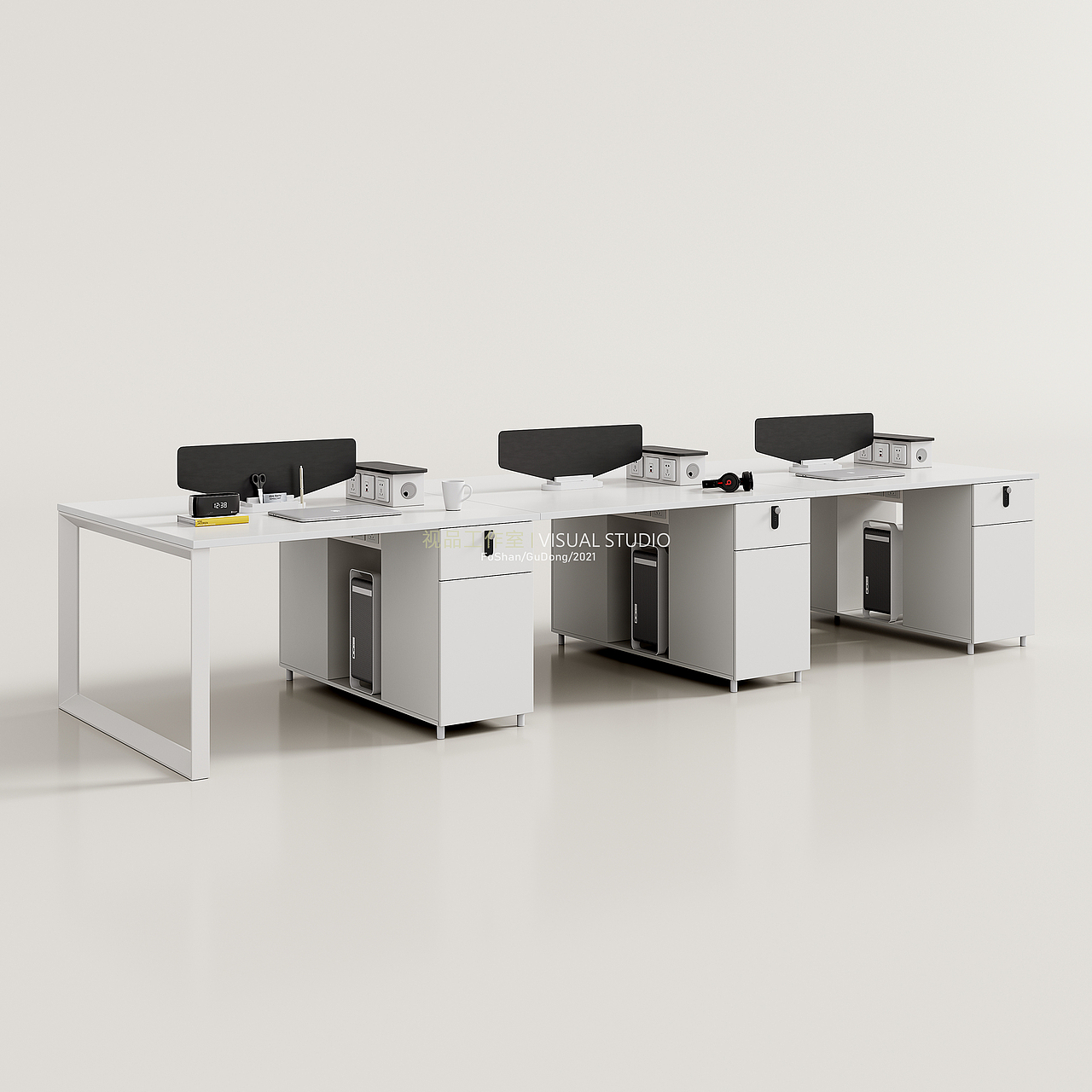 轻奢极简老板桌/职员桌效果整合