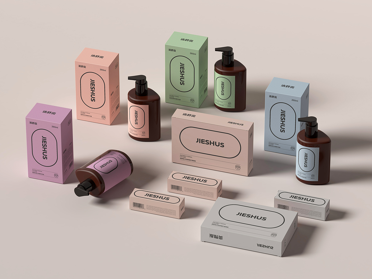 JIESHUS洁舒爽品牌LOGO、瓶器、产品包装方案设计