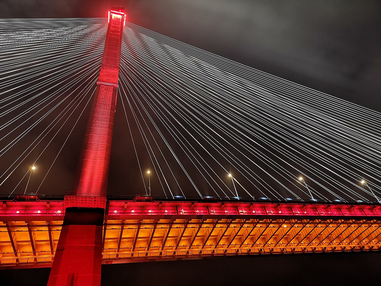 在薄雾弥漫的江边漫步