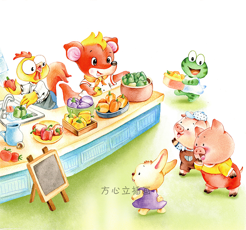 美食屋故事水彩兒童插畫（圖ZMzIxNDc3OTUy） - 兒童插畫 - 站酷設計師方心立原創(chuàng)素材 - 站酷ZCOOL