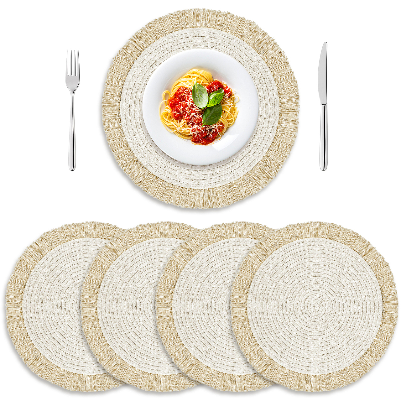 亚马逊主图设计-编织流苏餐垫