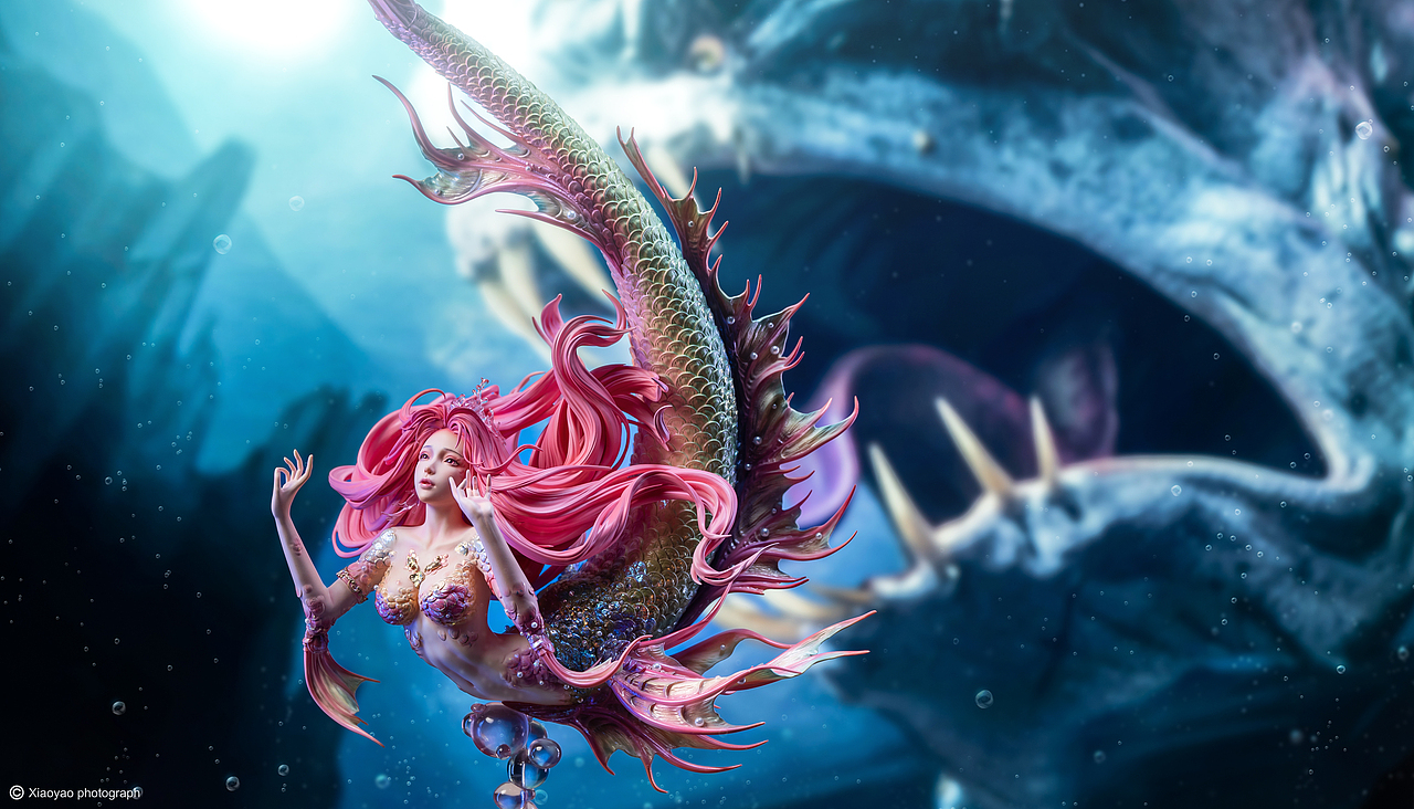 pj x 糖王周毅 艺术家系列雕像"don't cry"-美人鱼_一个半-站酷