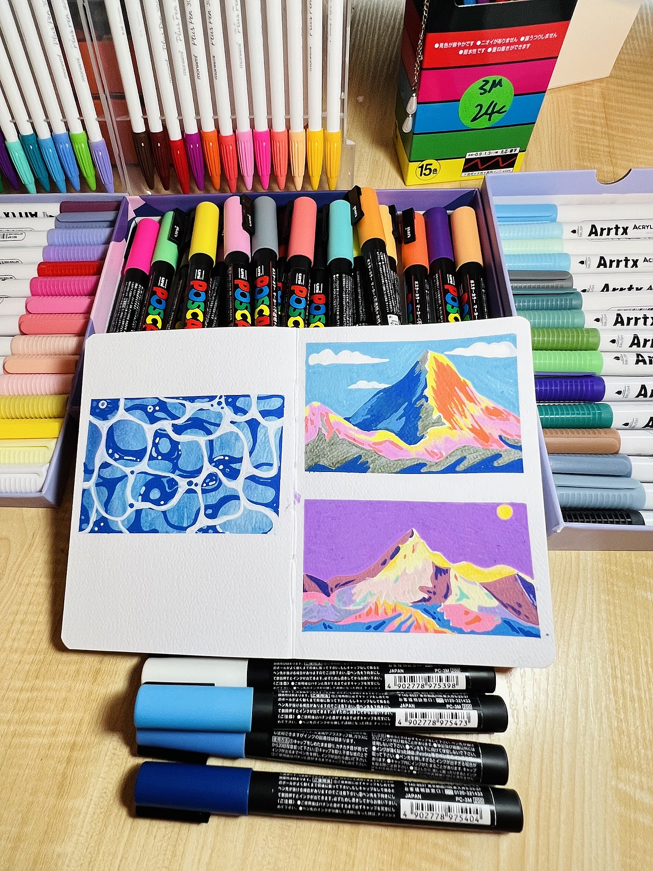山川河流|丙烯马克笔手绘day4（图ZMzIzNzY0Njgw） - 艺术插画 - 站酷设计师初七37原创素材 - 站酷ZCOOL