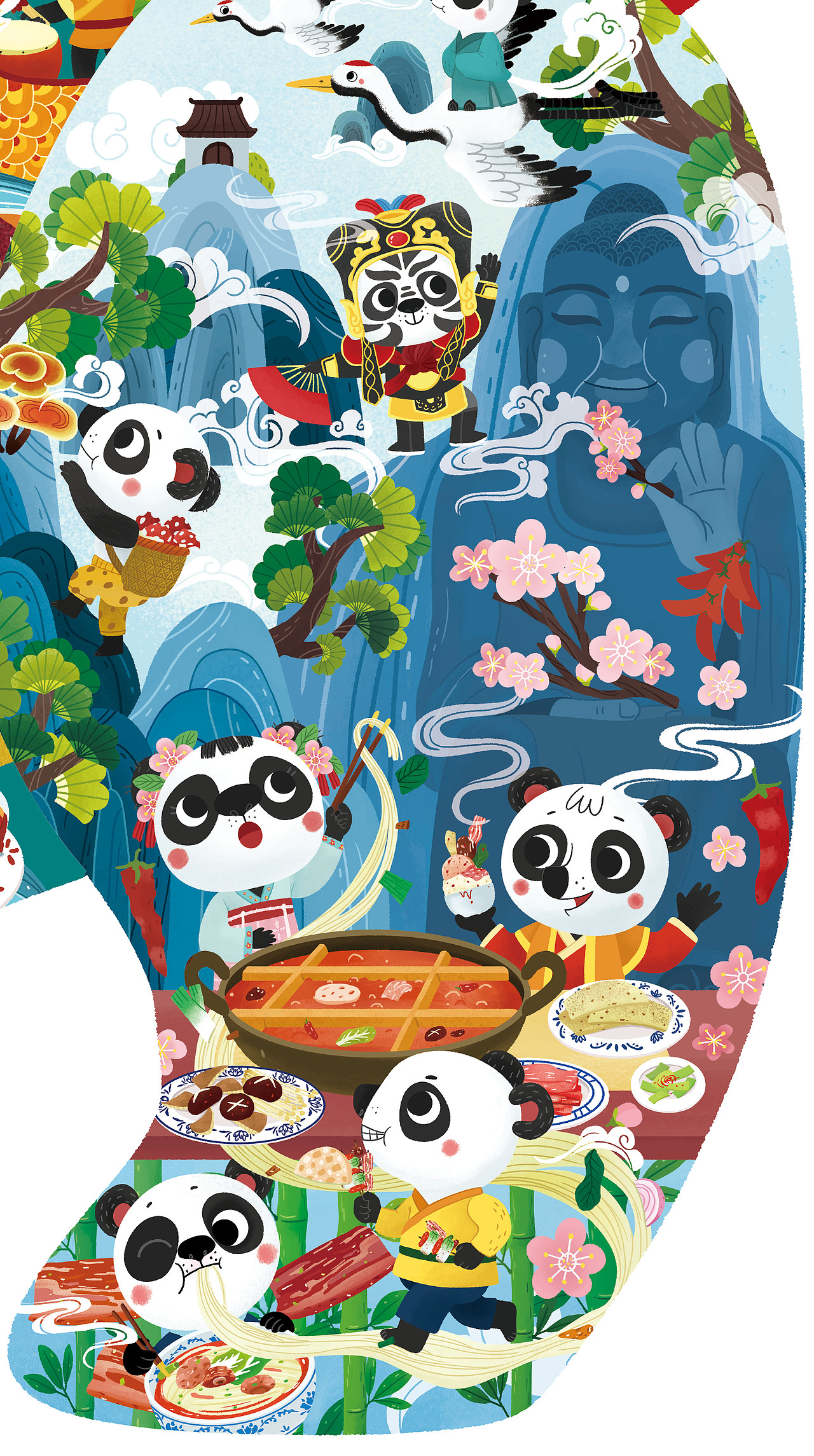 中华美食之熊猫干饭图（图ZMjk4NzAzMDYw） - 儿童插画 - 站酷设计师AD_AD原创素材 - 站酷ZCOOL