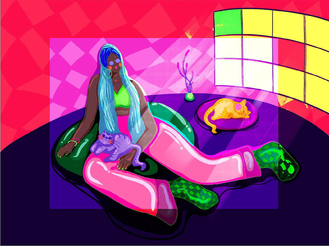 女孩与猫猫（图ZMzEwMTUzNjcy） - 艺术插画 - 站酷设计师暖熊熊原创素材 - 站酷ZCOOL