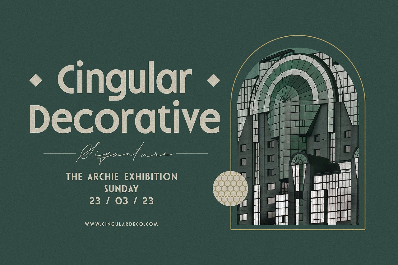 经典复古Art Deco装饰艺术品牌海报封面标题英文字体