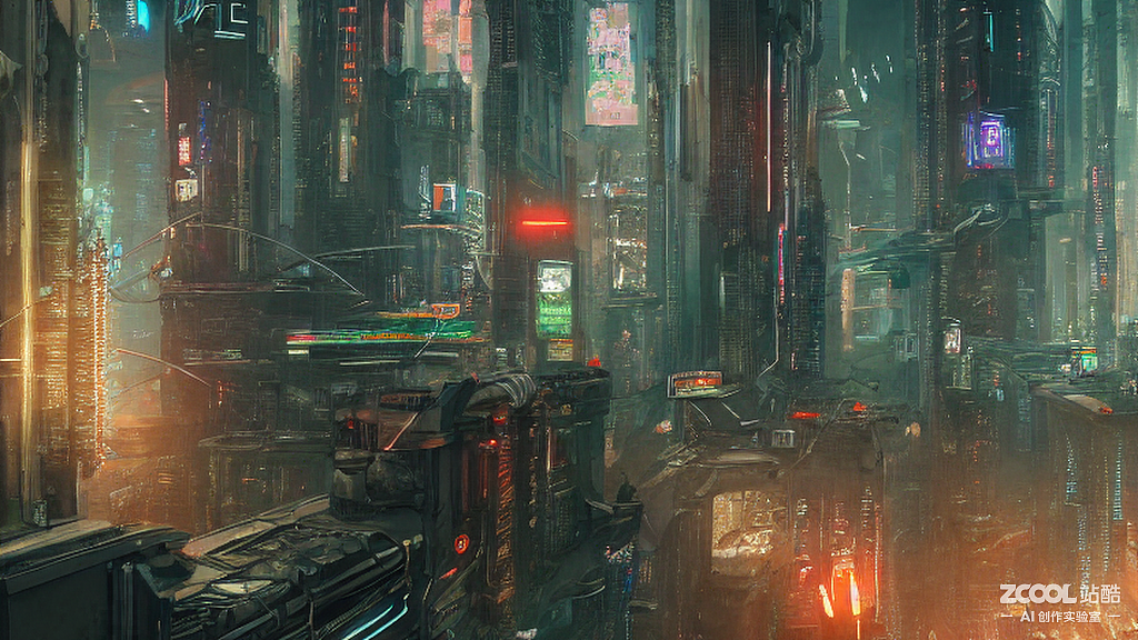 #AI创作实验室#赛博朋克风格城市绘画创作