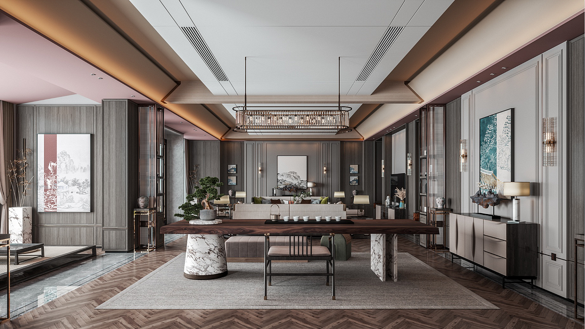 新中式輕奢（圖ZMzQzODUyMDgw） - 家裝設(shè)計 - 站酷設(shè)計師1992效果圖制作原創(chuàng)素材 - 站酷ZCOOL