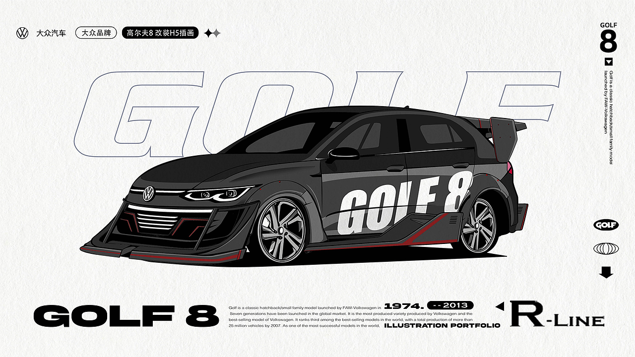 大众高尔夫8换装H5/插画海报
