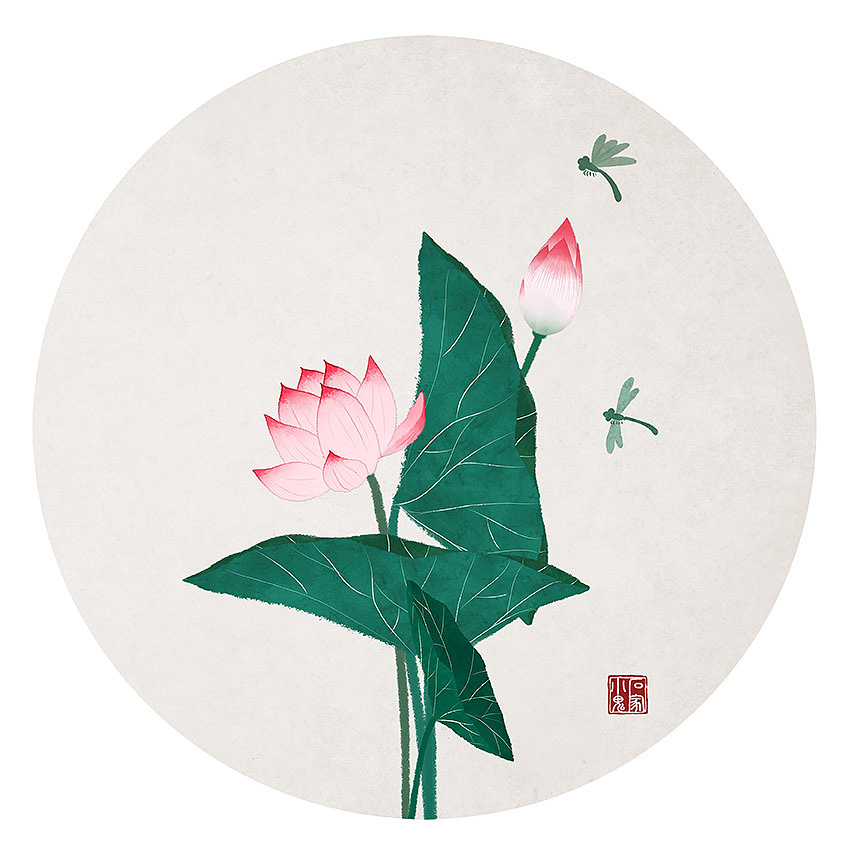 【中国风插画荷花】小荷才露尖尖角，早有蜻蜓立上头（图ZMzQzOTg5Mjky） - 创作习作 - 站酷设计师石家小鬼原创素材 - 站酷ZCOOL