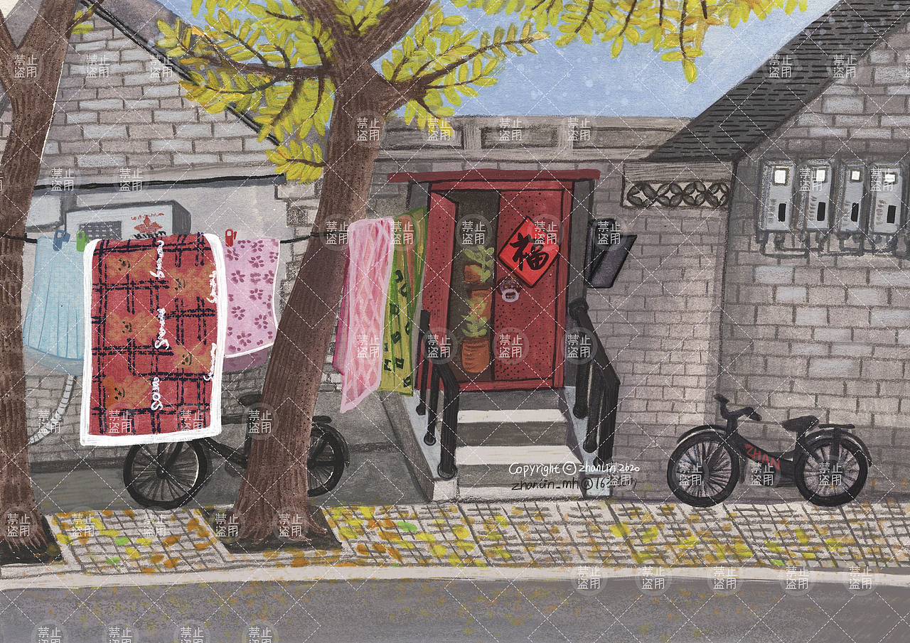 金风车、博洛尼亚入围作品《温暖的胡同》（图ZMzIwNDMxMzU2） - 儿童插画 - 站酷设计师插画师战琳原创素材 - 站酷ZCOOL