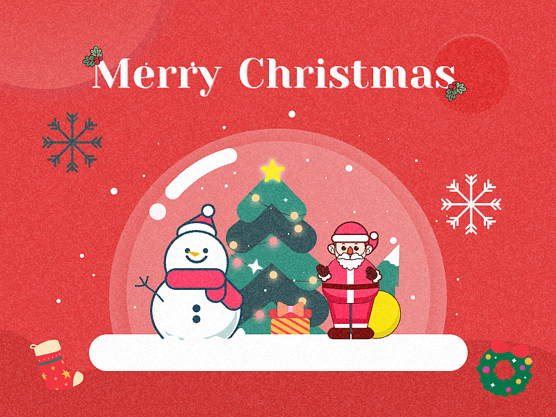 冬日场景水晶球插画