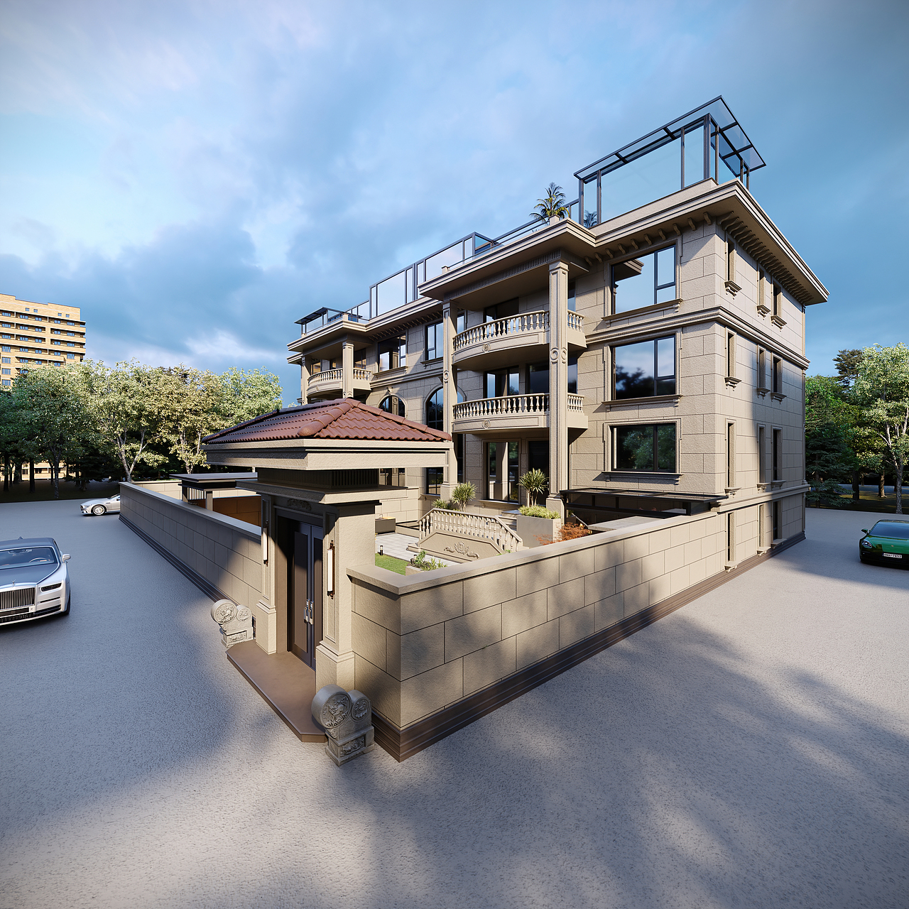 院子 别墅外观 别墅