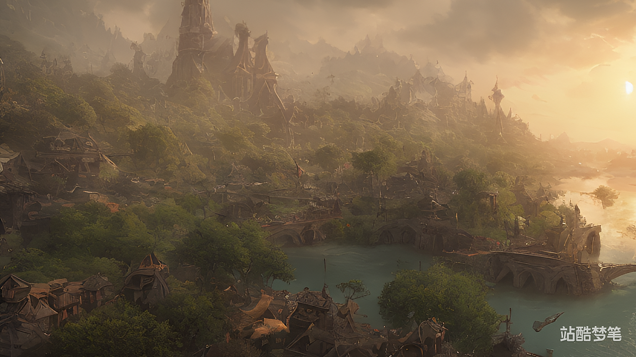 #站酷梦笔#夕阳下的灯塔 少女瞭望