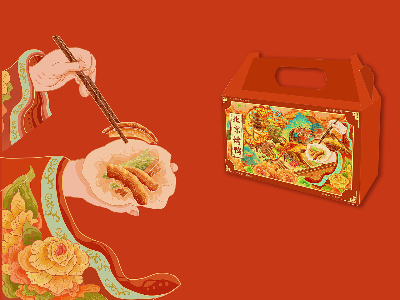 国潮插画—北京烤鸭