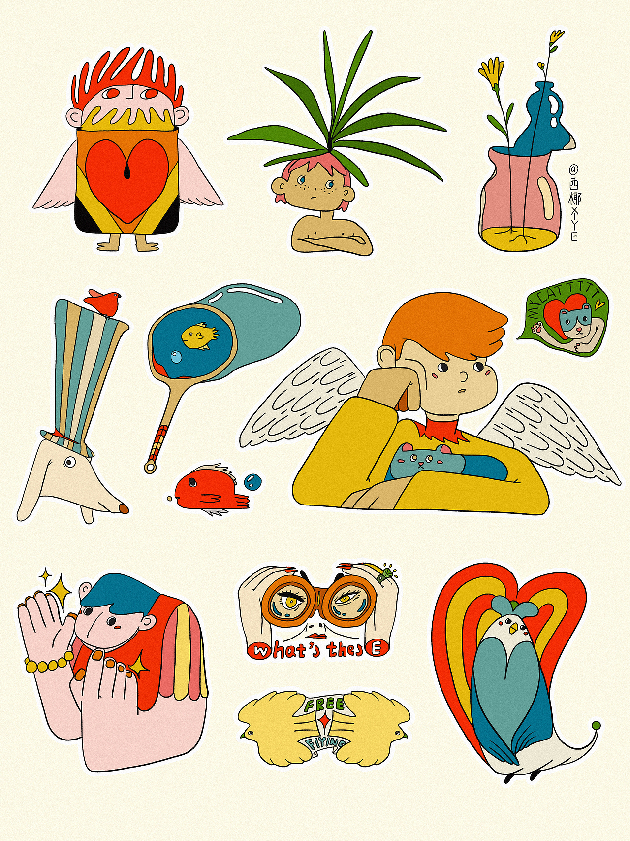 上半年合集（图ZMzQ2MDU3MTcy） - 新锐潮流插画 - 站酷设计师西椰子原创素材 - 站酷ZCOOL