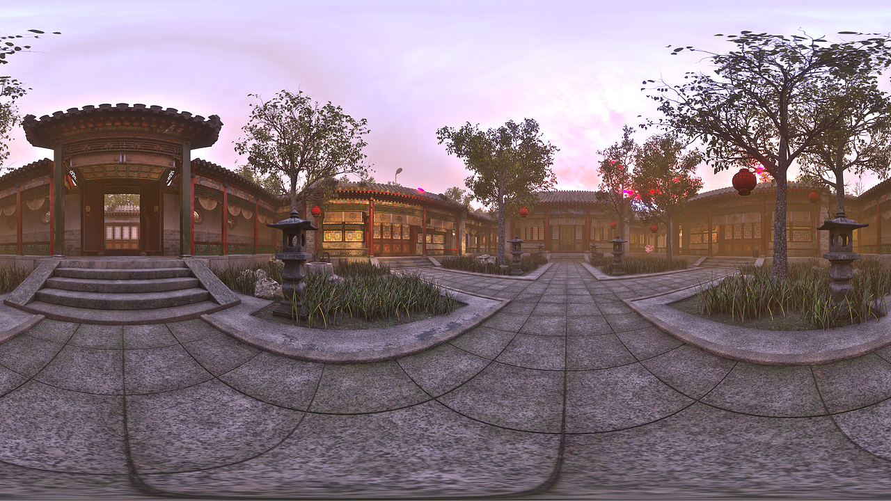 近代国风四合院UE5.3-VR360全景图(无后期)预览