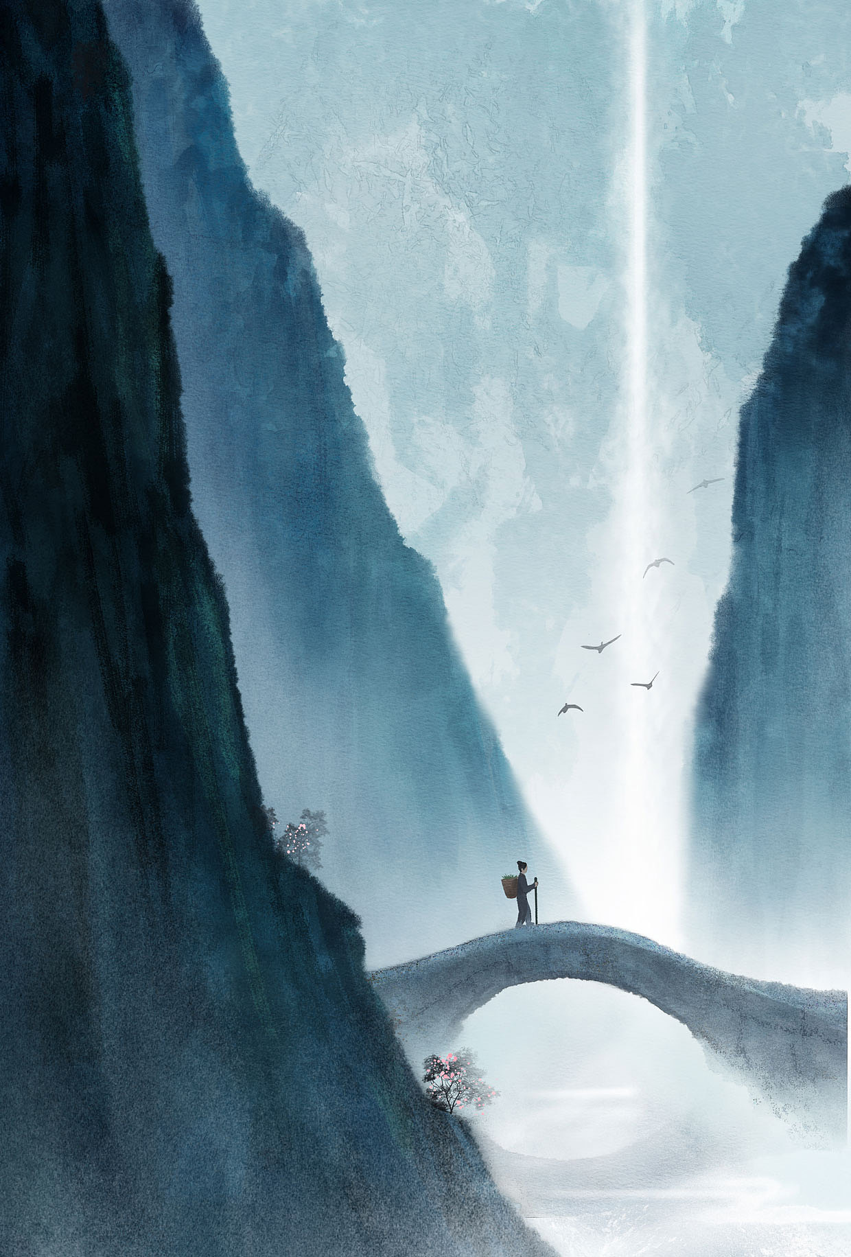 杳杳寒山道,落落冷涧滨