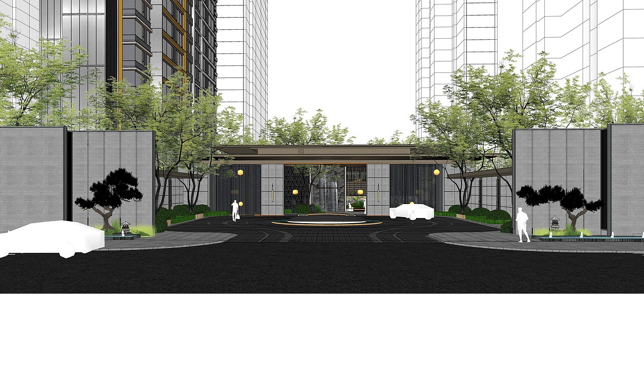 南京扬子置业示范区景观SU模型下载