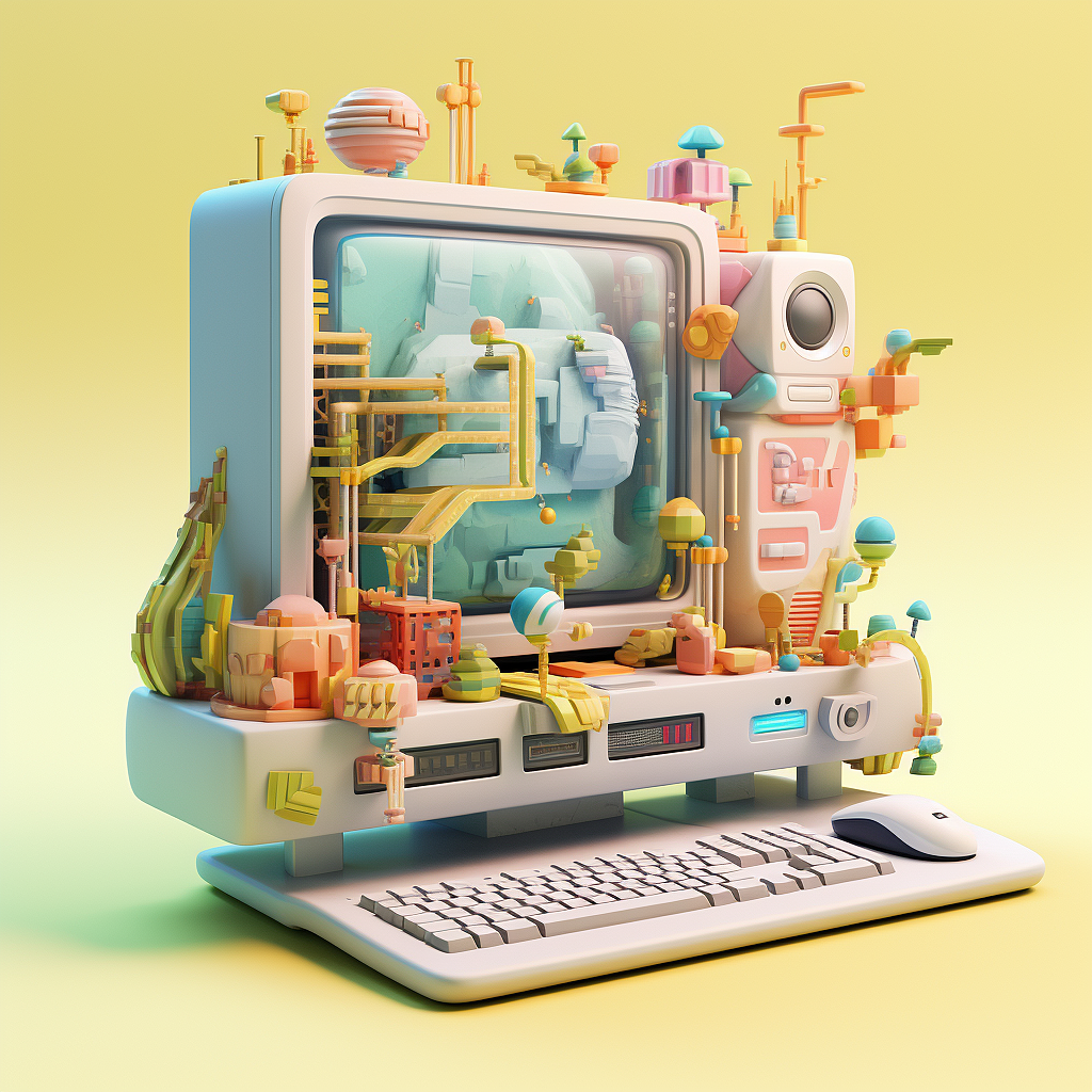 奢华金色系游戏电脑3D概念设计