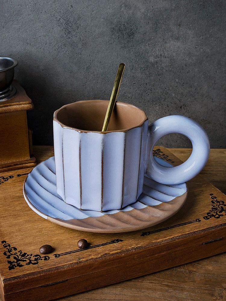 枯山水复古咖啡杯碟-暗调