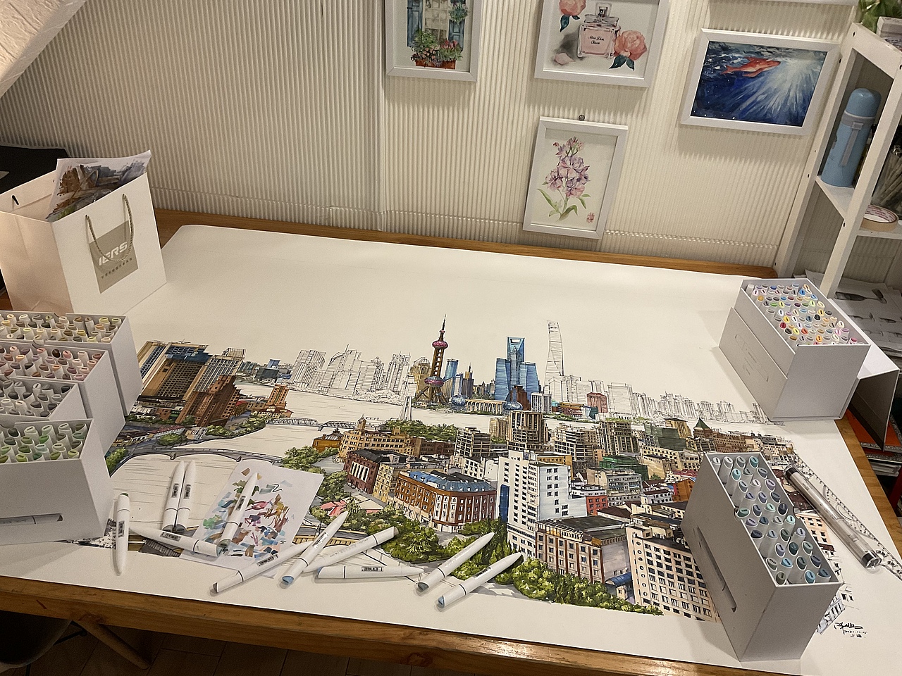 马克笔手绘《上海外滩》