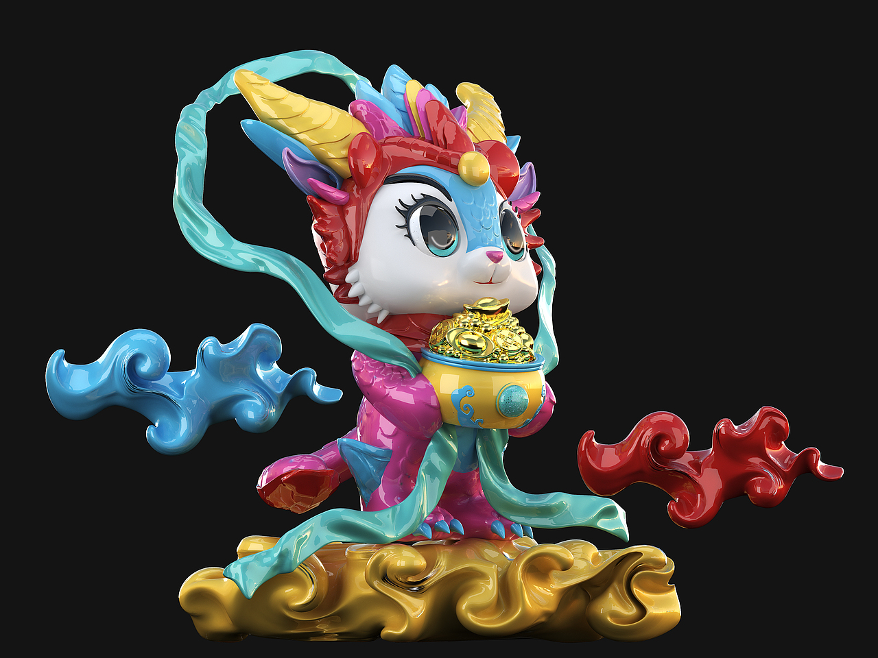 卡通龙 龙年IP 龙IP 吉祥物IP 龙宝 CG模型网上有售（图ZMzU3MjkyMjA4） - 人物/生物 - 站酷设计师灵眸Positive原创素材 - 站酷ZCOOL