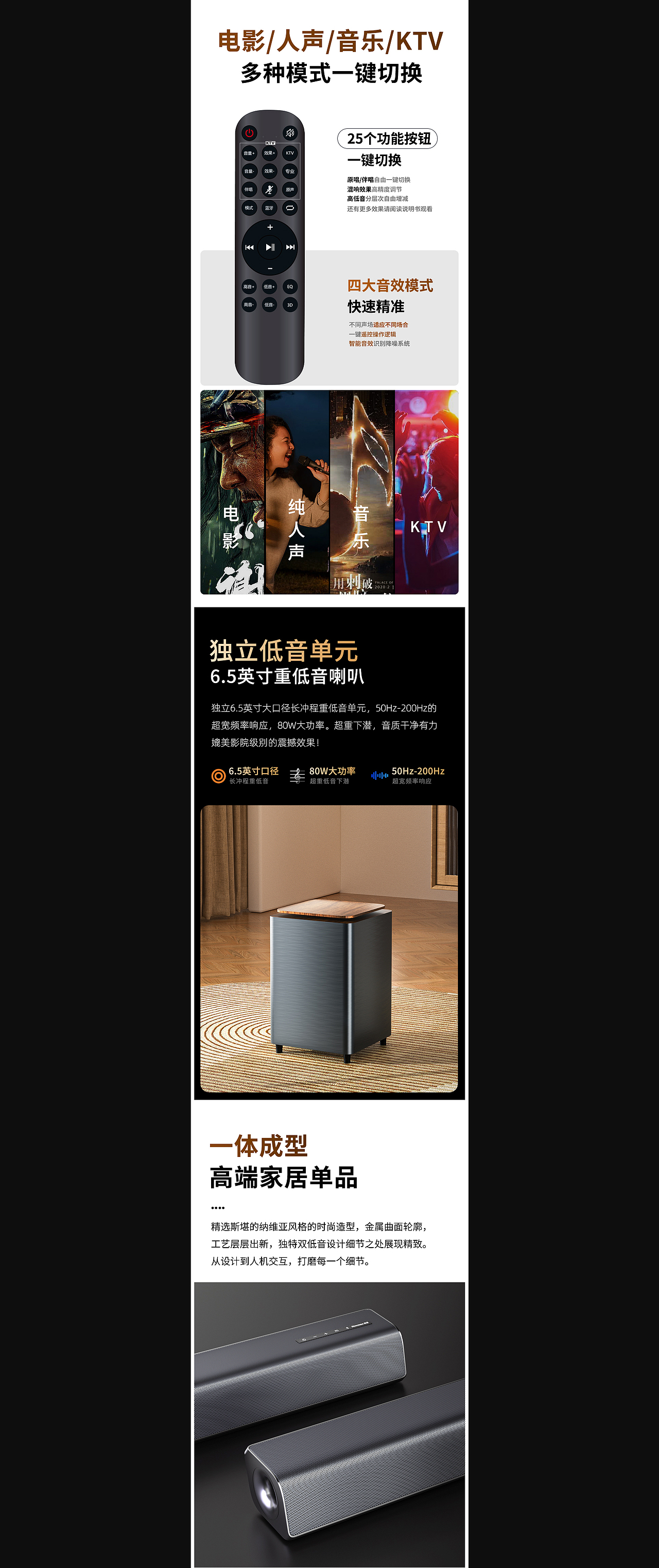 电视投影音响回音壁