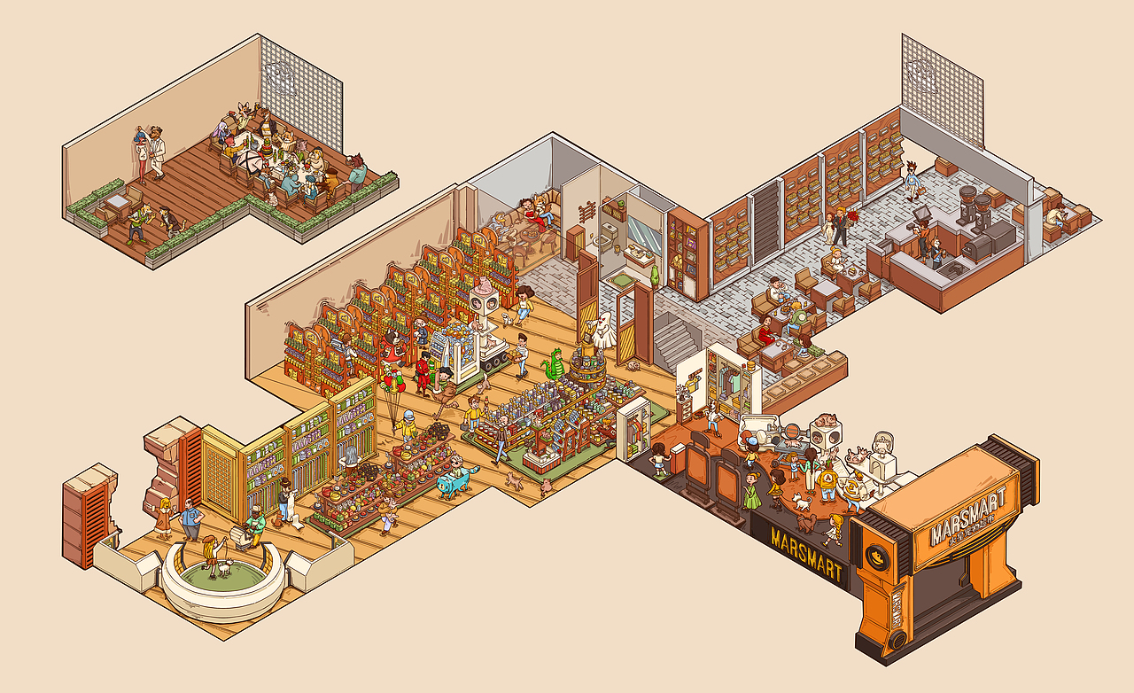 宠物店地图（图ZMzQ0NTk3NDMy） - 商业插画 - 站酷设计师整块酱牛肉原创素材 - 站酷ZCOOL