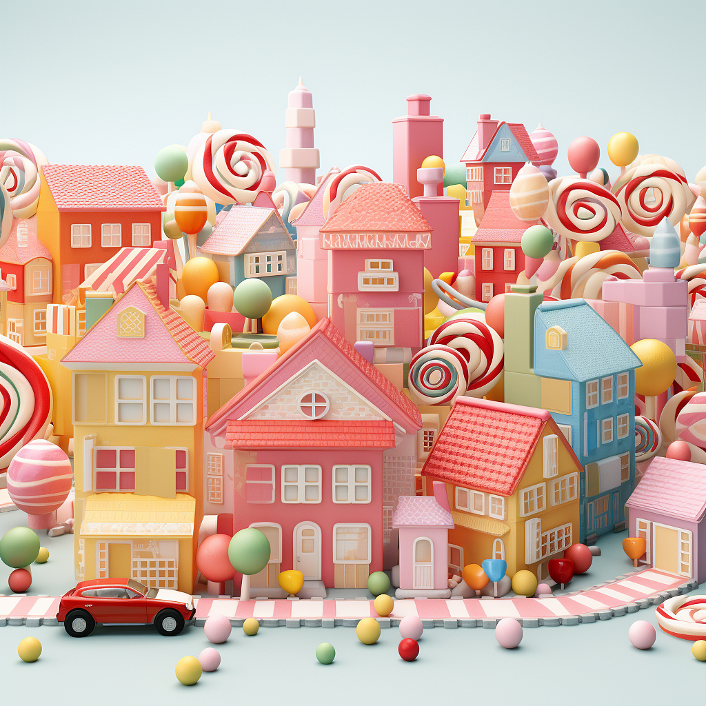 奢华金色系糖果娃娃小镇